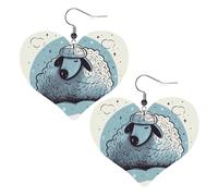 Sleep Well Hand Drawn Leather Earrings for Women Heart Earring Lightweight Dangle Drop Earring Set Jewelry Gift