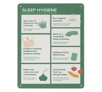 Sleep Wellness Educational Metal Sign Bedtime Habits Guide 12x8 Inch | Clear sleeping tips on a sturdy aluminum sign. Great educational decor for doctor offices