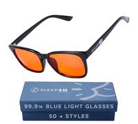 Sleep ZM Blue Light Blocking Glasses for Women + Men - Better Sleep + Anti Eye Strain Protection - Computer Screens & Gaming - Black Wayfarer - 99% Night-time Amber Lens