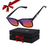 Sleep ZM 99.9% Orange Blue Light Blocking Glasses for Computer, TV, Gaming Use Improves Sleep Quality by Naturally Producing Melatonin for Women and Men, A1 Black Modern - Orange Lens, L