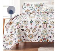 SLEEP ZONE 3-Piece Printed Quilt Set - King Size - Lightweight Reversible Bedding Coverlet Set for All Season (Classic Floral Pattern), King (106x96 inch | 2 Pillow Shams)