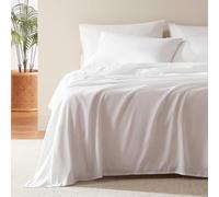 SLEEP ZONE 4-Piece Soft Cooling Bed Sheet Set Queen Size - Wrinkle Free & Fade Resistant Moisture Wicking Breathable Microfiber Sheet (White, Queen)