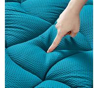 SLEEP ZONE Athletic Grade Mattress Pad Cooling Overfilled Soft Fluffy Ergonomic Top Zone Design Up to 20" Deep Pocket with Wide Elastic Skirt, Teal, Queen