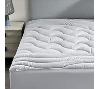 SLEEP ZONE Cooling Mattress Topper Cal King, Premium Zoned Quilted Mattress Pad, Pillow Top Mattress Protector Cover, Machine Wash Durable, Deep Pocket 8-21 inch, Silver Grey, Cal King
