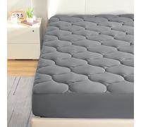 SLEEP ZONE Cooling Mattress Topper Queen, Extra Thick Mattress Pad Cover, Soft Fluffy Pillow Top Bed Mattress Topper, Easy Care, Washable (White Lattice, Queen)