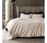 SLEEP ZONE Duvet Cover King Size, Stone Washed, Soft and Comfortable with Natural Wrinkles, Easy Care, Gift-Wrapped, Safe and Skin-Friendly(Beige, King)