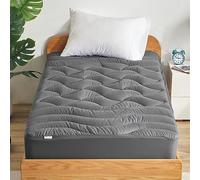 SLEEP ZONE Extra Long Twin Cooling Mattress Topper for College Dorm, Premium Zoned Cool Mattress Pad Cover, Padded Mattress Protector Breathable Washable, Deep Pocket 8-21" (Grey, Twin XL)