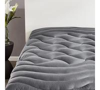 SLEEP ZONE Full Size Cooling Mattress Pad for Double Bed, Premium Zoned Quilted Mattress Topper, Wrap Around Mattress Protector Cover, Machine Wash Durable, Deep Pocket 8-21 inch (Grey, Full)