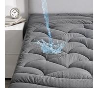 Sleep Zone Grey Waterproof Mattress Topper King Size Soft Embossed Quilted Mattress Topper with Elastic Deep Pocket