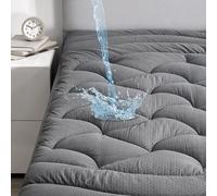 Sleep Zone Grey Waterproof Mattress Topper, Premium Soft Embossed Mattress Topper, Quilted Mattress Protector Cover with Elastic Deep Pocket (Grey, Twin)