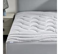 SLEEP ZONE King Size Cooling Mattress Pad, Premium Zoned Quilted Fitted Mattress Topper, Elastic Mattress Protector Cover, Machine Wash Durable, Deep Pocket 8-21 inch, Silver Grey, King