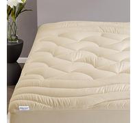 SLEEP ZONE King Size Cooling Mattress Topper, Premium Zoned Cool Mattress Topper, Thick Padded Mattress Protector, Breathable, Washable, Deep Pocket 20.3-53.3 cm (Beige, King)