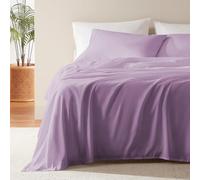 SLEEP ZONE, Nanotex King Size Bed Sheet Set Soft Cool 4 Piece Easy Care Flat Sheet + Fitted Sheet + Pillow Cases Wrinkle Resistant Fade 41cm Deep Corner Lavender