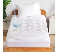 SLEEP ZONE Twin XL Waterproof Mattress Pad for College Dorm Room, Thick Mattress Pad, Breathable and Noiseless (White, Twin XL)