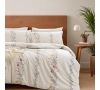 SLEEPBELLA Duvet Cover Full Set, 600 Thread Count Cotton Red & Yellow Floral Pattern Flower Reversible Comforter Cover (Full, White Floral)