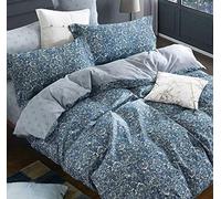 SLEEPBELLA Duvet Cover King, 600 Thread Count Cotton Blue & Green Paisley Floral Pattern Reversible Comforter Cover
