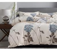 SLEEPBELLA Duvet Cover King, 600 Thread Count Cotton Botanical Flowers Pattern Printed Reversible Comforter Cover