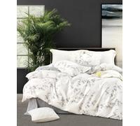 SLEEPBELLA - Reversible Duvet Cover Queen Size, Elegant Purple Flower on White, Soft and Breathable