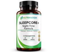 Sleepcore+ Sleeping Tablets for Adults | Melatonin-Free Formula | 7-in-1 Herbal Blend with Ashwagandha, L-Theanine, Magnesium & Tart Cherry | 120 Vegan Capsules - Non GMO | Lab-Tested