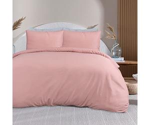 Sleepdown 100% Bamboo Cotton Plain Blush Pink Duvet Cover Quilt Pillow Case Bedding Set Soft Easy Care - Single (135cm x 200cm)