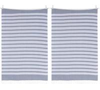 Sleepdown 100% Cotton Striped Tasseled Beach Towel Soft Absorbent Swimming Pool Travel Camping Bath Sauna Gym Yoga with Bag - White Blue - (80 x 165cm),5056242898535 (Pack of 2)