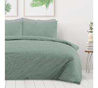 Sleepdown 100% Pure Cotton Plain Dye Sage Green Duvet Cover Quilt Pillow Cases Bedding Set Soft Easy Care - King (230cm x 200cm)