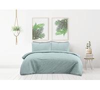 Sleepdown 100% Pure Cotton Plain Dye Sage Green Duvet Cover Quilt Pillow Cases Bedding Set Soft Easy Care - Super King (220cm x 260cm)