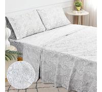 Sleepdown 4 Piece 100% Cotton Sheet Set - Full, Paisely Grey