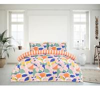 Sleepdown Abstract Floral Reversible Duvet Set - Super Soft, Lightweight, 100% Polyester Microfibre, Popper Fastening 1 Duvet Cover and 2 Pillowcases, 3-Pcs Bedding Set (King, 230 X 220 cm, Multi)