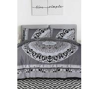 Sleepdown Black Paisley Mandala Duvet Cover Set Green