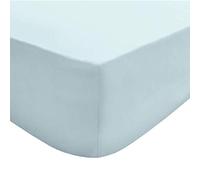 Sleepdown Blue Plain Fitted Sheet Non-Iron 180 Thread Count Percale Poly Cotton Easy Care 25cm Deep Pocket Bedsheet Bed Linen - Super King