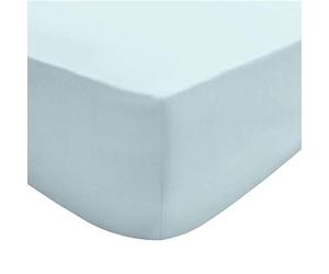 Sleepdown Blue Plain Fitted Sheet Non-Iron 180 Thread Count Percale Poly Cotton Easy Care 25cm Deep Pocket Bedsheet Bed Linen - Single