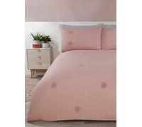 Sleepdown Blush Embroidered Tufted Polka Dot Circles Duvet Cover Set Green