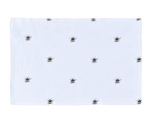 Sleepdown Bumble Bee Printed Table Placemats - Ideal for Kitchen Dining Table - Non-Slip Washable Heat Resistant - Pack of 4 - White - 49cm x 32cm