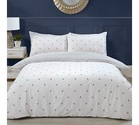 Sleepdown Bumble Bee White Reversible Grey Hexagon Honeycomb Soft Duvet Cover Quilt Bedding Set with Pillowcase-Single (135cm x 200cm), Polycotton