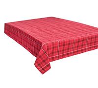 Sleepdown Check Decorative Tablecloth 100% Cotton Half Panama Table Party Cover Rectangular Durable and Washable Cloth for Dining Table - Red (137cm x 178cm)