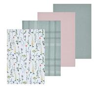 Sleepdown Check Printed 100% Cotton Half Panama Reusable Soft Cloth Table Napkins - Pack of 4 - Green - 41cm x 41cm