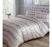 Sleepdown Chevron Jacquard Duvet Cover Set Double 200x200cm Pink/Grey