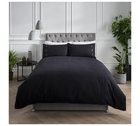 Sleepdown Duvet Cover Set - Black - Simple and Classy Waffle Honeycomb Geometric - Quilt Cover Easy Care Bed Linen Soft Cosy Bedding Sets Pillowcases with Buttons Closure - King (230cm x 220cm)