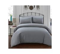 Sleepdown Duvet Cover Set - Grey - Simple and Classy Waffle Honeycomb Geometric - Quilt Cover Easy Care Bed Linen Soft Cosy Bedding Sets Pillowcase with Buttons Closure - Single (135cm x 220cm)