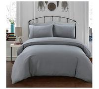 Sleepdown Duvet Cover Set - Grey - Simple and Classy Waffle Honeycomb Geometric - Quilt Cover Easy Care Bed Linen Soft Cosy Bedding Sets Pillowcases with Buttons Closure - King (230 cm x 220 cm)