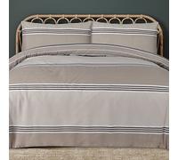Sleepdown Duvet Cover Set - Natural - Geometric Banded Stripe - Reversible Quilt Cover Easy Care Bed Linen Soft Cosy Bedding Sets with Pillowcases - Super King (220 cm x 260 cm)