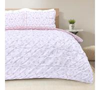 Sleepdown Duvet Cover Set, Polycotton, Blush Pink White, Double