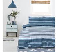 Sleepdown Duvet Cover Set - Teal - Textured Stripe - Reversible Quilt Cover Easy Care Bed Linen Soft Cosy Bedding Sets with Pillowcases - Double (200 cm x 200 cm)