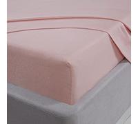 Sleepdown Fitted Sheet 100% Brushed Cotton Flannelette Luxury Bedding Soft Cosy 25cm 10" Bedsheet Bed Linen - Blush Pink - Double