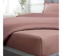 Sleepdown Fitted Sheet 100% Cotton Sateen Soft Cosy 10" 25cm Deep 300 Thread Count Luxury Bedding Bedsheet Bed Linen - Blush Pink - Single, 5056242825906