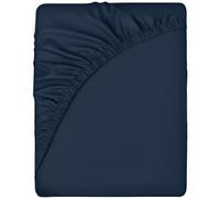Sleepdown Fitted Sheet Polycotton Easy Care Non-Iron Super Soft 10 Inch 25cm Deep Pocket Bedsheet Bed Linen - Super King - Navy