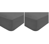Sleepdown Fitted Sheet Super Soft Cosy Easy Care Polycotton Bed Linen Luxury Bedding Bedsheet 25 cm Deep Non Iron - Grey - King (Pack of 2)