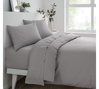 Sleepdown Fitted Sheet Super Soft Cosy Easy Care Polycotton Bed Linen Luxury Bedding Bedsheet 25 cm Deep Non Iron - Grey - Super King