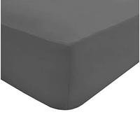 Sleepdown Fitted Sheet Super Soft Cosy Easy Care Polycotton Bed Linen Luxury Bedding Bedsheet 25 cm Deep Non Iron - Grey - King
